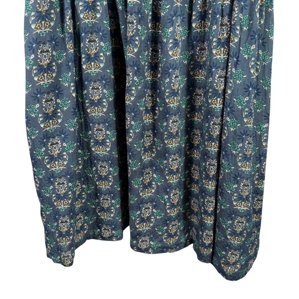 Natural Life Blue Floral Embroidered Boho Mini Dress Womens Large Rayon Pockets - Picture 4 of 12